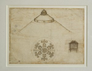 Projekt för en central plangrav;upphöjning ... av Leonardo da Vinci