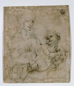 Studie för Madonnan och katten av Leonardo da Vinci