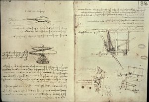 Studier för propellrar och flygmaskiner av Leonardo da Vinci