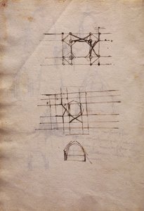 Studier för katedrallykta, från Codex Trivulzianus av Leonardo da Vinci