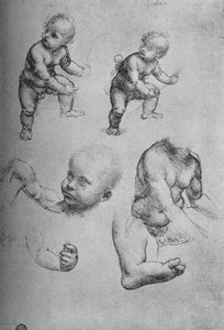 Studier av ett barn och delar av ett barn, c1480 1945 av Leonardo da Vinci