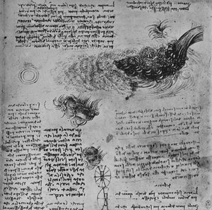 Studier av bildandet av vatten i rörelse, c1480 1945 av Leonardo da Vinci