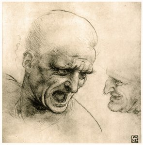 Studera för en krigares huvud av Leonardo da Vinci