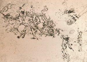 Studie för tecknad serie av slaget vid Anghiari, c1472-c1505 1883 av Leonardo da Vinci