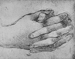 Studie av knäppta händer, c1480 1945 av Leonardo da Vinci