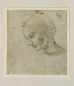 Kvinnohuvud nästan i profil ... av Leonardo da Vinci