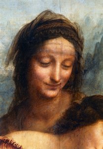 Den heliga Annas ansikte, detalj från Jungfrun och barnet med den heliga Anna av Leonardo da Vinci