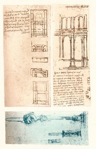 Tre arkitektoniska ritningar, c1472-c1519 1883 av Leonardo da Vinci
