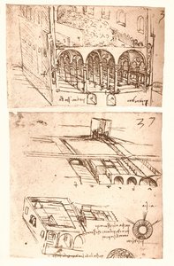Två arkitektoniska ritningar, c1472-c1519 1883 av Leonardo da Vinci
