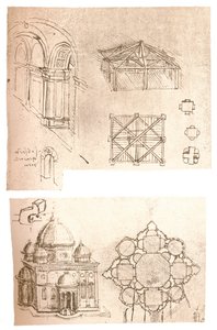Två arkitektoniska ritningar, c1472-c1519 1883 av Leonardo da Vinci