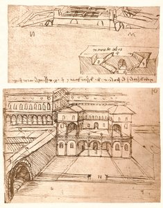 Två ritningar av planer för städer, c1472-c1519 1883 av Leonardo da Vinci