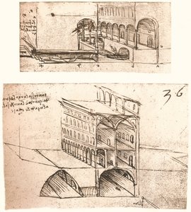 Två planer för kanaler i en stad, c1472-c1519 1883 av Leonardo da Vinci