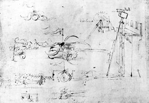 Vapenkonstruktioner, fol. 40v-a (penna och bläck på papper) av Leonardo da Vinci