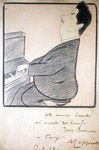 Porträtt av Giacomo Puccini (1858-1924), italiensk kompositör. Karikatyr av Leonetto Cappiello. av Leonetto Cappiello