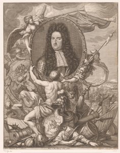 Porträtt av Eugenius av Savojen bärs av allegoriska figurer av Leonhard Heckenauer