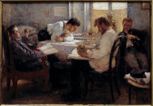 På tröskeln till tentamen Studenter som granskar tentorna. Målning av Leonid Osipovich Pasternac (1862-1945) 1895 Sön. 0,39x0,55 m Paris, musee d