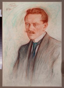 Porträtt av poeten Jurgis Baltrusaitis (1873-1944). Verk av Leonid Osipovich Pasternak (1862-1945), sangvinskt och krita på papper av Leonid Osipovic Pasternak