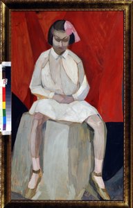 "La petite filet sir un tsube" Peinture de Leonid Terentiyevich Chupyatov (Chupiatov) (1890-1941) 1920 environ Collection prive av Leonid Terentlevich Chupyatov