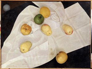 ""Stilleben med äpplen och citroner"" (Stilleben med äpplen och citroner) Målning av Leonid Terentevich Chupyatov (1890-1942) 1923 Statens ryska museum Sankt Petersburg av Leonid Terentlevich Chupyatov