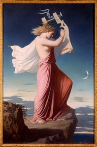 Porträtt av den grekiska poeten Sapho (Sappho) som spelar lyran Målning av Leopold Burthe (1823-1860) 1849 Sön. 1,06x0,69 m Carcassonne, Musee des Beaux Arts av Leopold Burthe