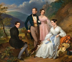 Leopold Fertbauer familjeporträtt framför Weilburg 1839