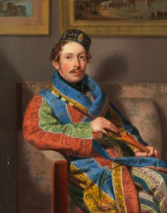 Ung gentleman i en rökande klänning, 1830.