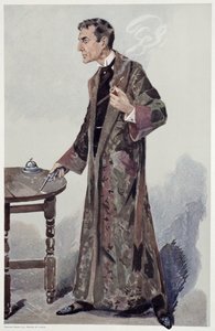 Sherlock Holmes, tecknad film från Vanity Fair av skådespelaren William Gillette, 1907 av Leslie Matthew Ward