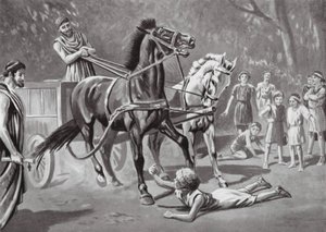 Alkibiades trotsar Teamster (litografi)