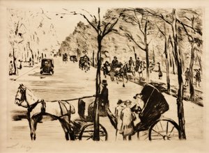Gränd i djurparken med en vagn i förgrunden av Lesser Ury
