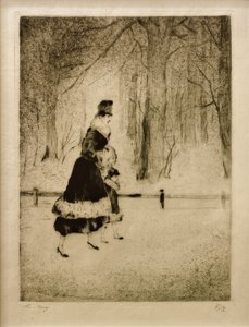 Dam med barn i djurparken av Lesser Ury