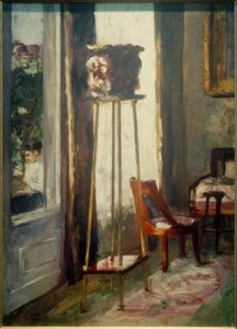 Interiör (interiörscen och läsande kvinna) av Lesser Ury