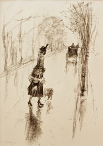 Flicka med hund av Lesser Ury