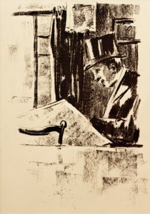 Tidningsläsare med cylinder av Lesser Ury