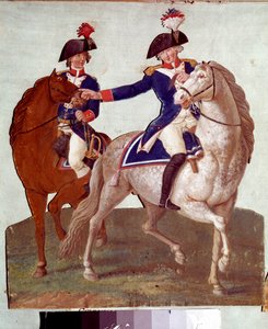 Befälhavare för den parisiska armén ger order till sin medhjälpare: representation av soldater under revolutionen 1789. Gouache av bröderna Lesueur. 1700-talet. Musée Carnavalet, Paris av Lesueur Brothers