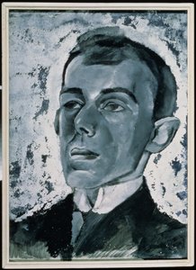 Porträtt av poeten Ossip Mandelstam (1891-1938) (gouache på papper) av Lev Aleksandrovitc Bruni