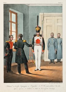 Chefsofficerare och soldater vid Izmaylovsky livräddningsregemente, 1830-1840-talet