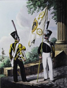 Porte-epee-Praporshchik och hornist från garnisonsbataljonen, 1829