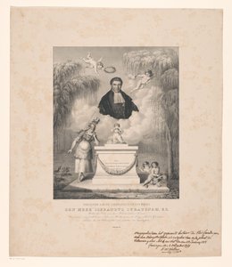 Porträtt av Sibrandus Stratingh Tillägnad minnet av framlidne herr Sibrandus Stratingh, E.Z. (titel på objekt) av Levi Michiel Bendix