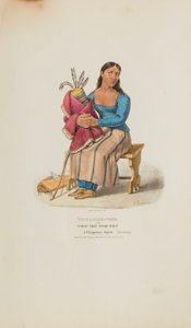 TA-MA-KAKE-TOKE eller Kvinnan som talade först; En Chippeway-kvinna (sörjande), från The Aboriginal Portfolio av Lewis, James Otto
