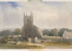 Chaldon Church: akvarellmålning och [c 1830-1840] av Lewis John Wood
