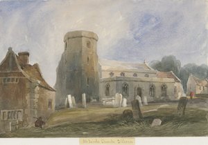 Dilhorne Church: akvarellmålning och [c 1830-1840] (målning) av Lewis John Wood