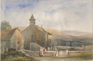 Elkstone Chapel: akvarellmålning, nd [?1800-talet] av Lewis John Wood