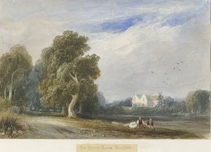 Kingstone - The Manor House: akvarellmålning och [c 1830-1840] av Lewis John Wood