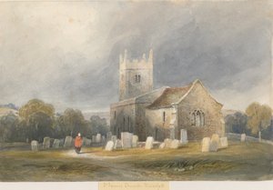 Waterfall Church: akvarellmålning och [c 1830-1840]