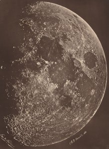 Fotografi av månen vid dess 1:a kvartal, 6 mars 1865. av Lewis Morris Rutherford