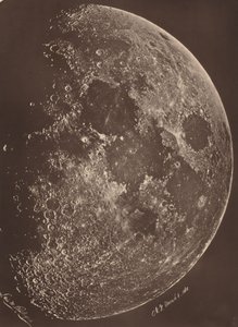 Fotografi av månen vid dess 1:a fjärdedel, 6 mars av Lewis Morris Rutherfurd