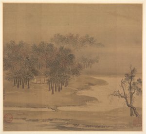 Stugor i en dimmig lund under hösten, 1117. av Li Anzhong