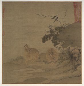 Skator och vilda kaniner, 1200-tal. av Li Yong
