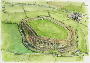 Old Oswestry (akvarell på papper) av Liam Wales
