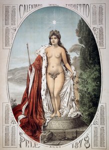 Allegori över Italien på en piedestal gjord av skatter och avgifter, visselkalendern, år 1878, Italien av Unbekannt Unbekannt